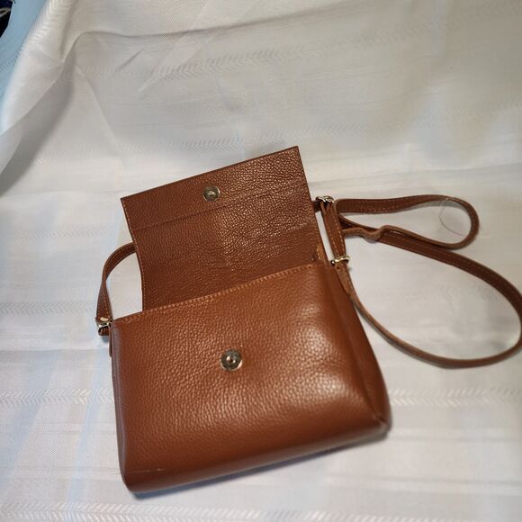 CHEVAL Firenze Italy Purse Brown Pebbled Leather Crossbody Foldover Flap Bag - Picture 12 of 16